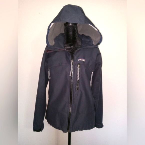 Patagonia Jackets & Blazers - Patagonia Medium Hooded Jacket Full Zip Midnight Blue/Black Lightweight
